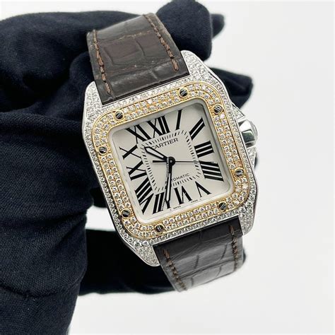 cartier santos mens used|cartier santos 100 diamond bezel.